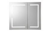 Croydex 30-in x 26-in Lighted LED Fog Free Surface/Recessed Mount Silver Mirrored Soft Close Medicine Cabinet with Outlet