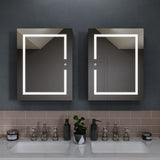 Croydex 20-in x 26-in Lighted LED Fog Free Surface/Recessed Mount Silver Mirrored Soft Close Medicine Cabinet with Outlet