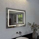 Croydex 24-in x 30-in Lighted LED Fog Free Surface/Recessed Mount Silver Mirrored Soft Close Medicine Cabinet with Outlet
