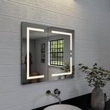 Croydex 30-in x 26-in Lighted LED Fog Free Surface/Recessed Mount Silver Mirrored Soft Close Medicine Cabinet with Outlet