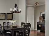 Kichler Barrington 14.75-in Distressed Black and Wood Tone Rustic Semi-Flush Mount Light, 3-Light