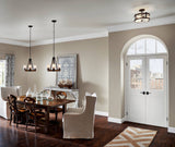 Kichler Barrington 14.75-in Distressed Black and Wood Tone Rustic Semi-Flush Mount Light, 3-Light