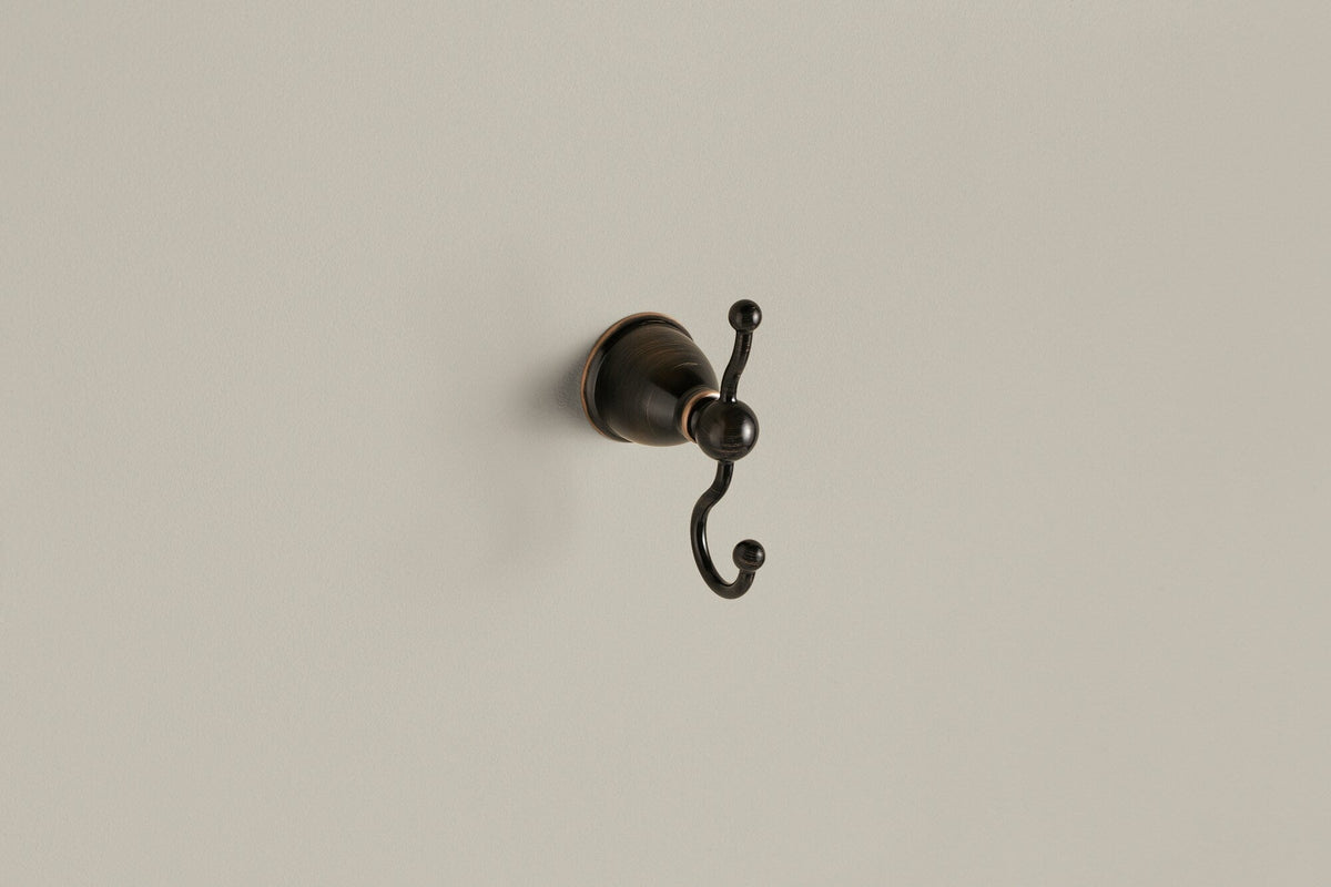 Moen Caldwell Double Hook Mediterranean Bronze Towel Hook, Wall-Mount