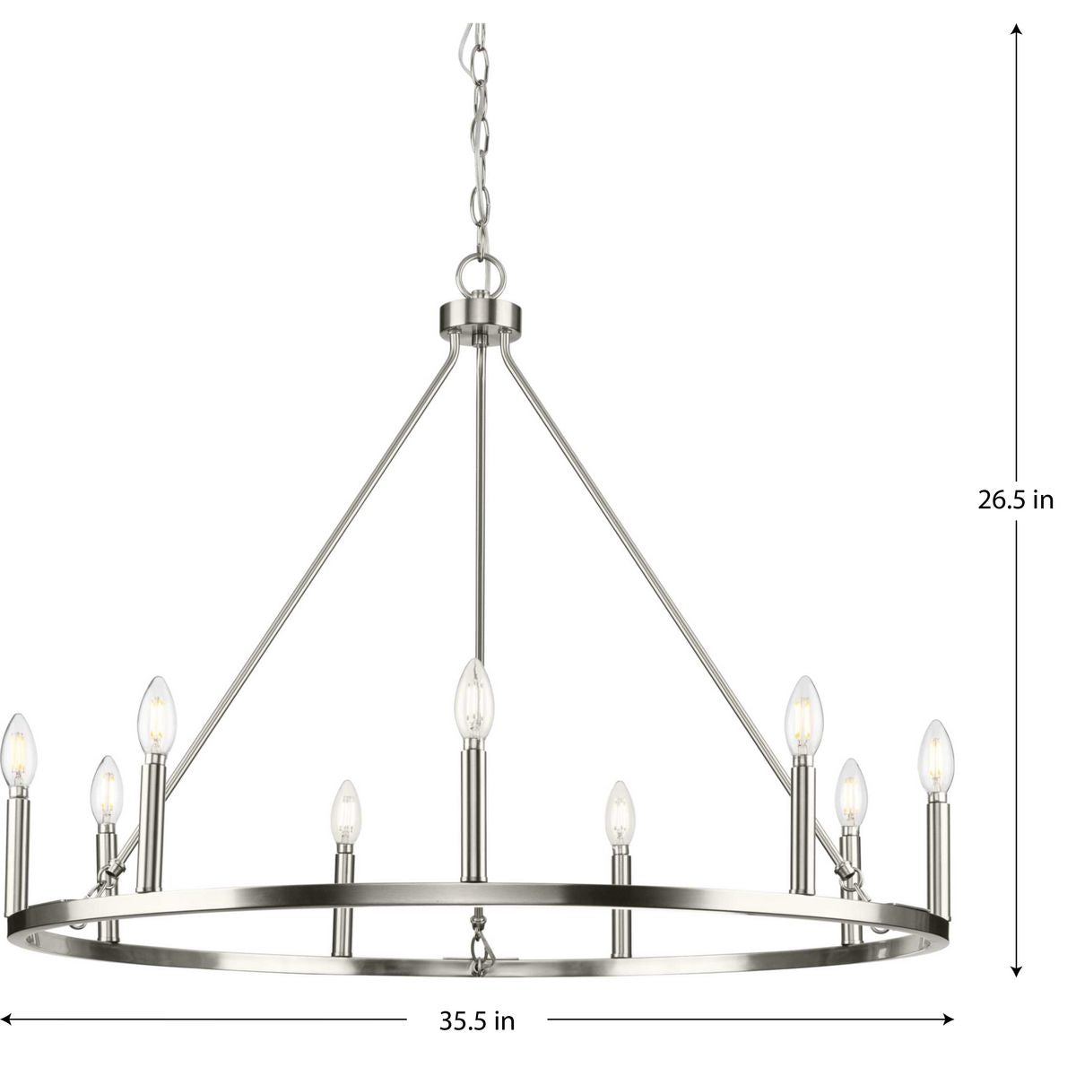 Progress Lighting Gilliam 9-Light Brushed Nickel Farmhouse Chandelier