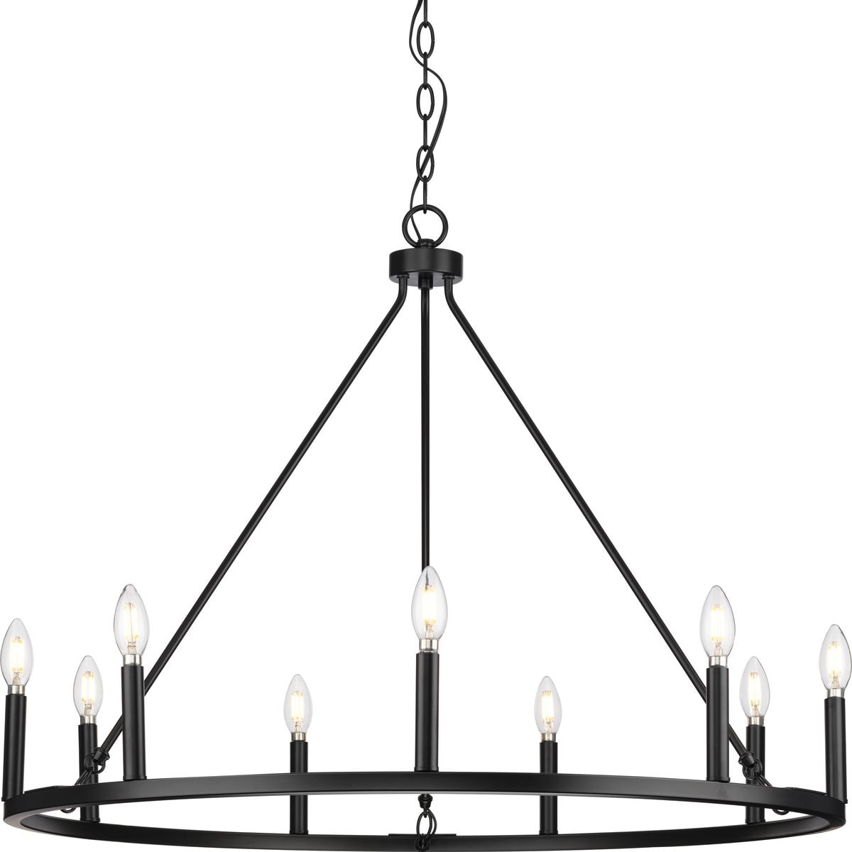 Progress Lighting Gilliam 9-Light Matte Black Farmhouse Chandelier