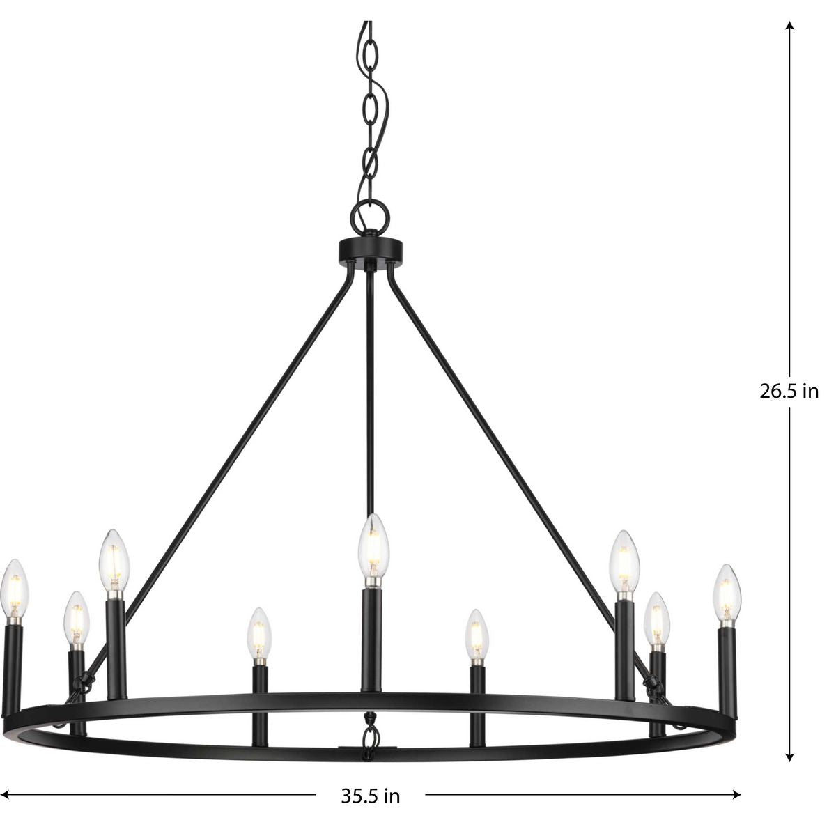 Progress Lighting Gilliam 9-Light Matte Black Farmhouse Chandelier