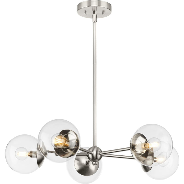 Progress Lighting Atwell 5-Light Brushed Nickel Mid-century Chandelier