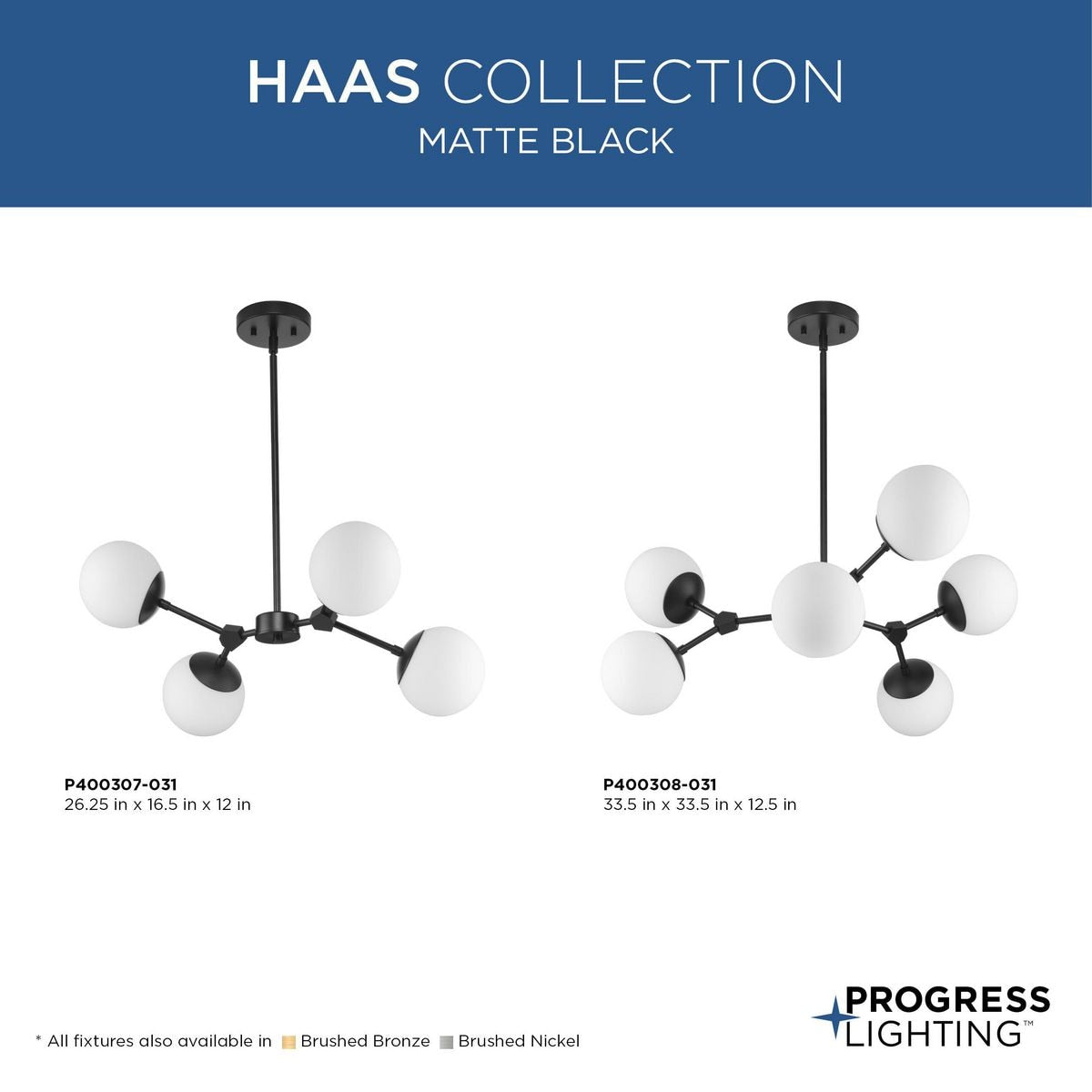 Progress Lighting Haas 4-Light Brushed Bronze Mid-century Chandelier
