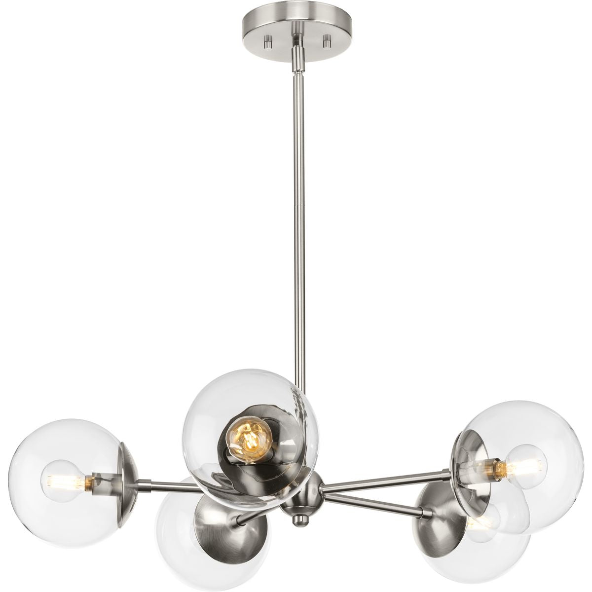 Progress Lighting Atwell 5-Light Brushed Nickel Mid-century Chandelier