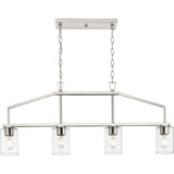 Progress Lighting Goodwin 4-Light Brushed Nickel Farmhouse Clear Glass Linear Large Hanging Kitchen Island Light