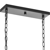 Progress Lighting Goodwin 4-Light Matte Black Farmhouse Clear Glass Linear Large Hanging Kitchen Island Light