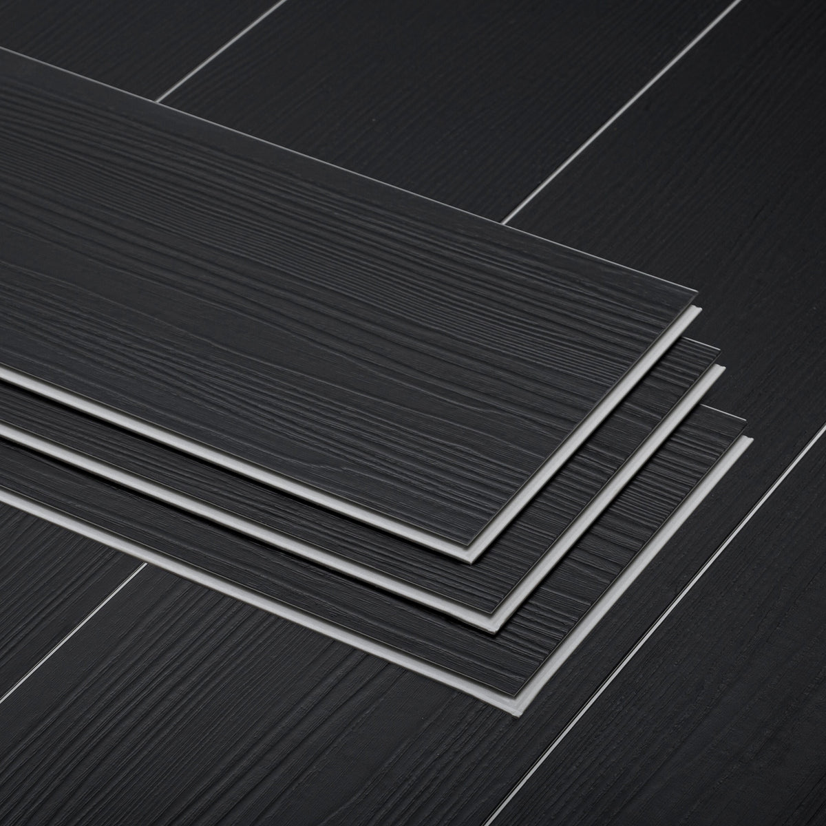 Lucida USA (Sample) Maxcore Tourmaline Black Wood Look 28-mil Waterproof Interlocking Luxury Vinyl Plank