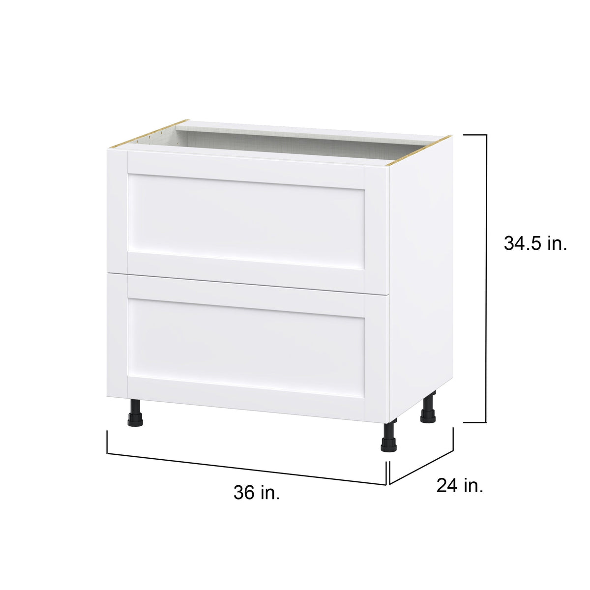 Hugo&Borg Rosemont 36-in W x 34.5-in H x 24-in D Glacier White 2-Drawer Base Fully Assembled Cabinet