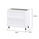 Hugo&Borg Rosemont 36-in W x 34.5-in H x 24-in D Glacier White 2-Drawer Base Fully Assembled Cabinet