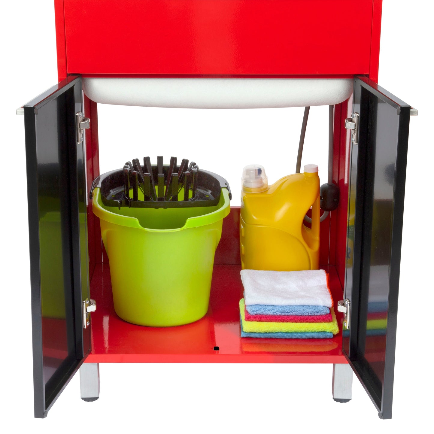 Presenza Brushed Steel Drop-In Utility Tub with Cabinet and Faucet