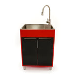 Presenza Brushed Steel Drop-In Utility Tub with Cabinet and Faucet