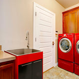 Presenza Brushed Steel Drop-In Utility Tub with Cabinet and Faucet