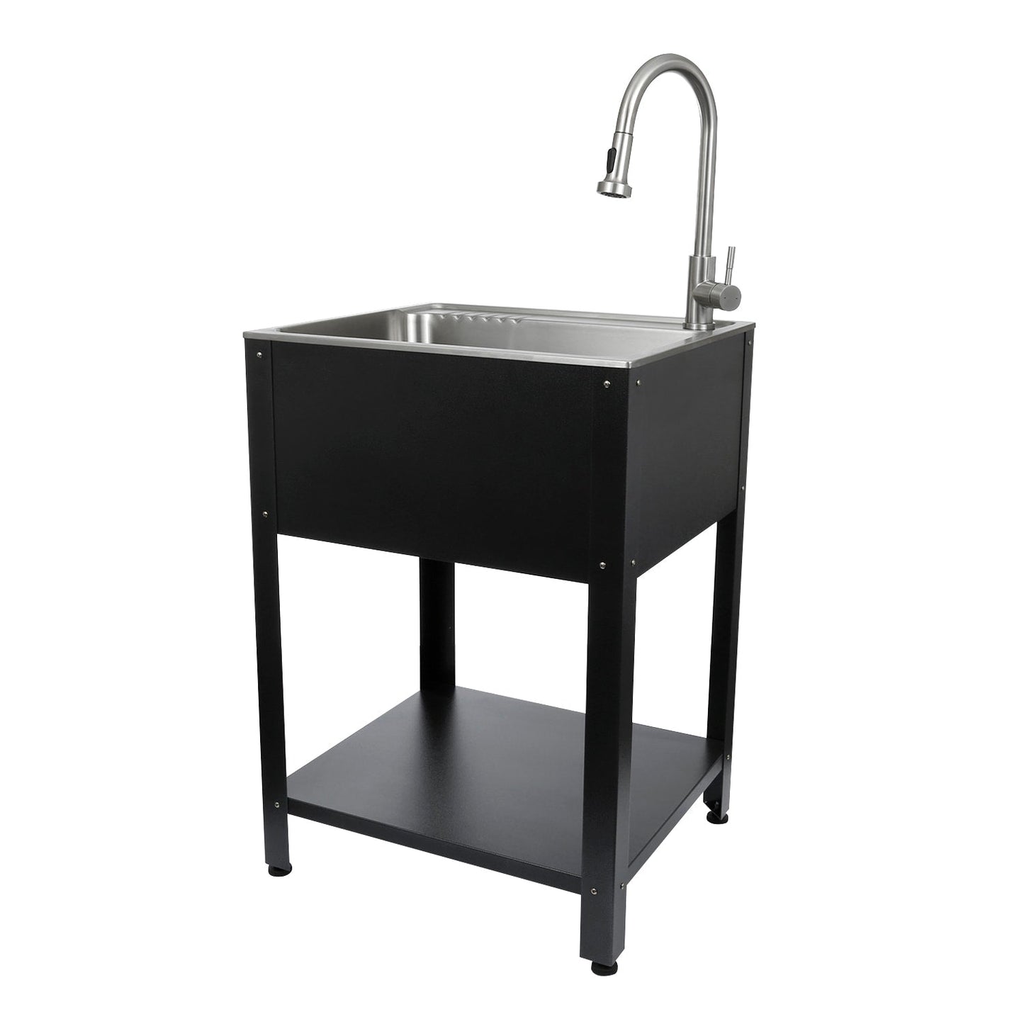 Presenza 24.1-in Brushed Steel Drop-In Utility Tub with Faucet
