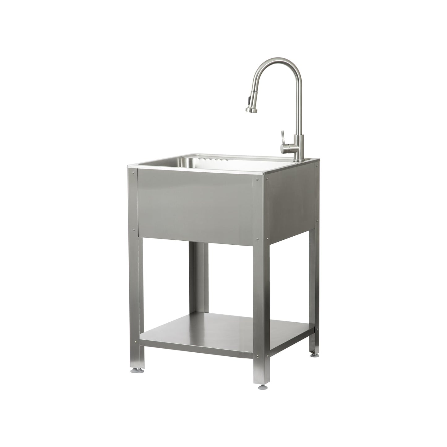 Presenza Brushed Steel Drop-In Utility Tub with Faucet