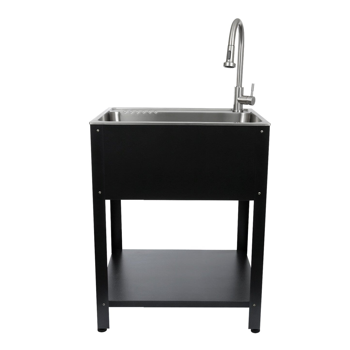 Presenza Brushed Steel Drop-In Utility Tub with Faucet 28x22-Inch