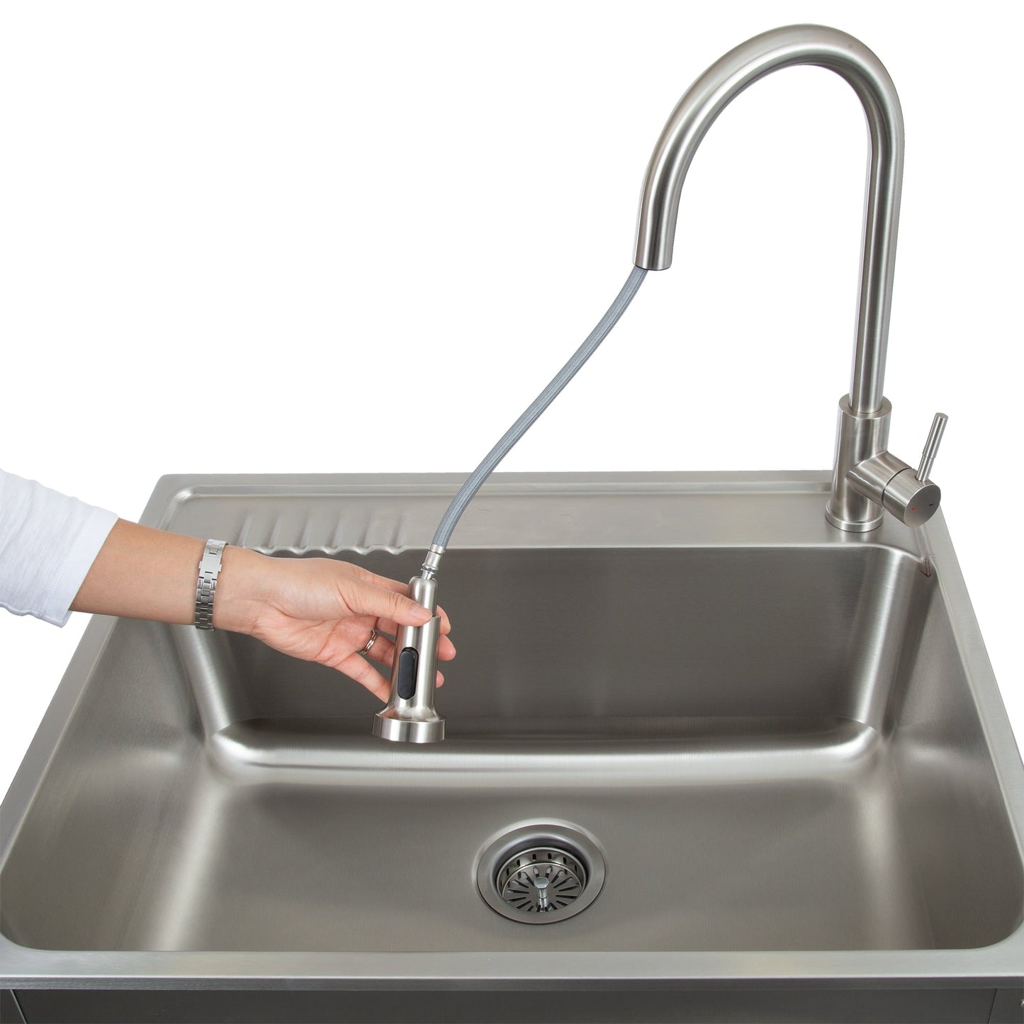 Presenza 24.1-in Brushed Steel Drop-In Utility Tub with Faucet
