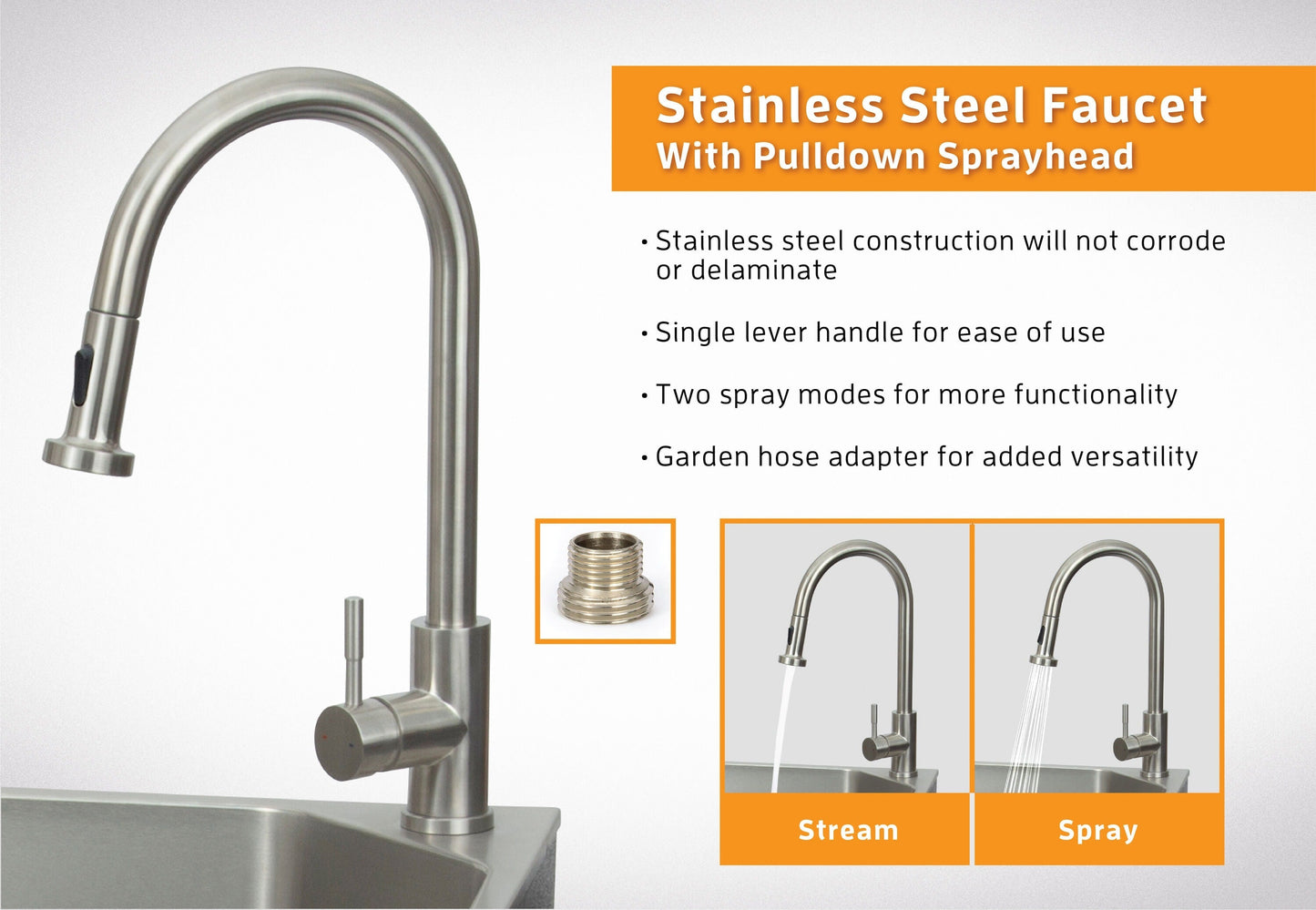Presenza 24.1-in x 21.3-in Brushed Steel Utility Tub with Faucet