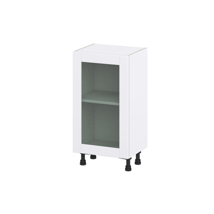 Hugo&Borg Rosemont 18-in W x 34.5-in H x 16-in D Glacier White Base Fully Assembled Cabinet (Glass Panel Shaker Door Style)