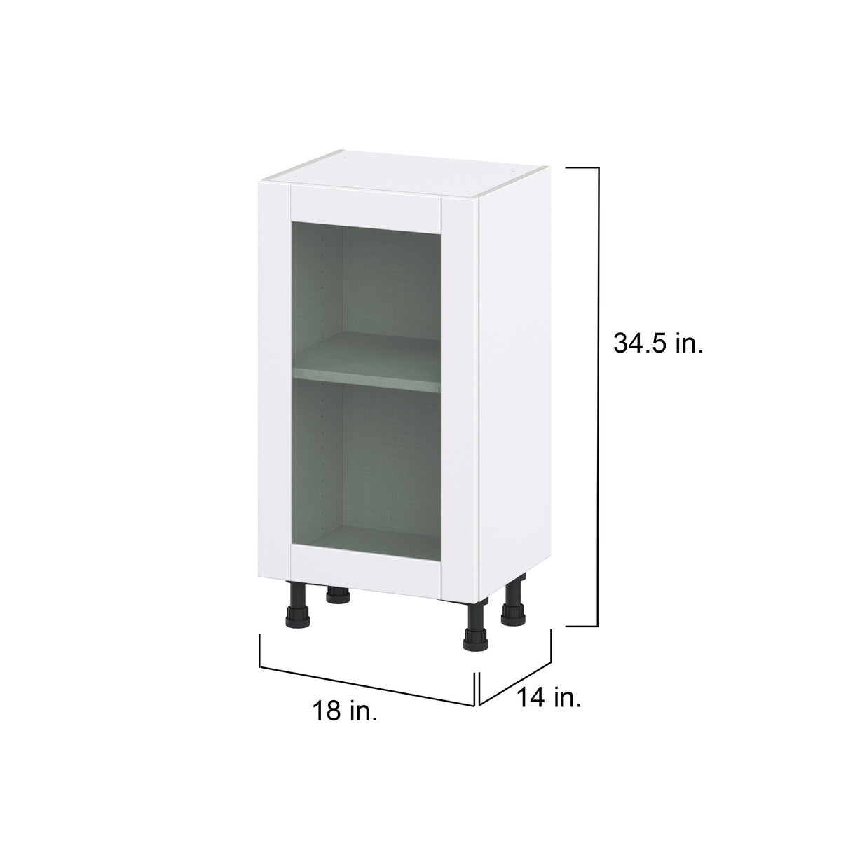 Hugo&Borg Rosemont 18-in W x 34.5-in H x 16-in D Glacier White Base Fully Assembled Cabinet (Glass Panel Shaker Door Style)