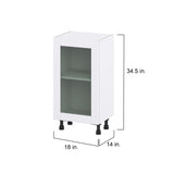 Hugo&Borg Rosemont 18-in W x 34.5-in H x 16-in D Glacier White Base Fully Assembled Cabinet (Glass Panel Shaker Door Style)