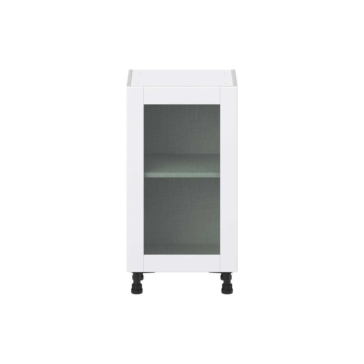 Hugo&Borg Rosemont 18-in W x 34.5-in H x 16-in D Glacier White Base Fully Assembled Cabinet (Glass Panel Shaker Door Style)