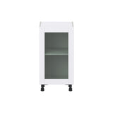 Hugo&Borg Rosemont 18-in W x 34.5-in H x 16-in D Glacier White Base Fully Assembled Cabinet (Glass Panel Shaker Door Style)