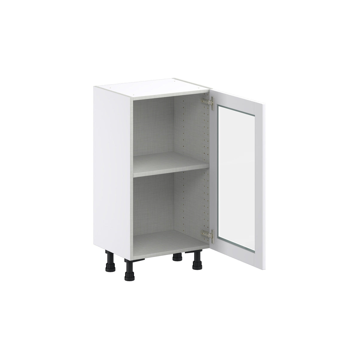Hugo&Borg Rosemont 18-in W x 34.5-in H x 16-in D Glacier White Base Fully Assembled Cabinet (Glass Panel Shaker Door Style)