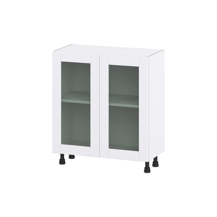 Hugo&Borg Rosemont 30-in W x 34.5-in H x 16-in D Glacier White Base Fully Assembled Cabinet (Glass Panel Shaker Door Style)