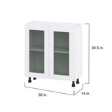 Hugo&Borg Rosemont 30-in W x 34.5-in H x 16-in D Glacier White Base Fully Assembled Cabinet (Glass Panel Shaker Door Style)