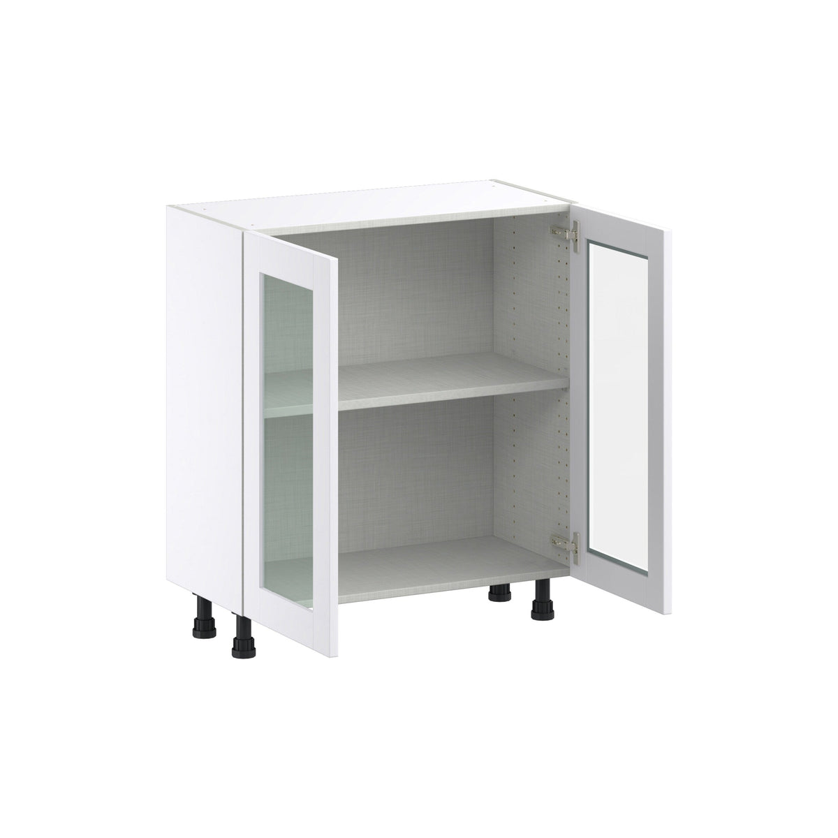 Hugo&Borg Rosemont 30-in W x 34.5-in H x 16-in D Glacier White Base Fully Assembled Cabinet (Glass Panel Shaker Door Style)