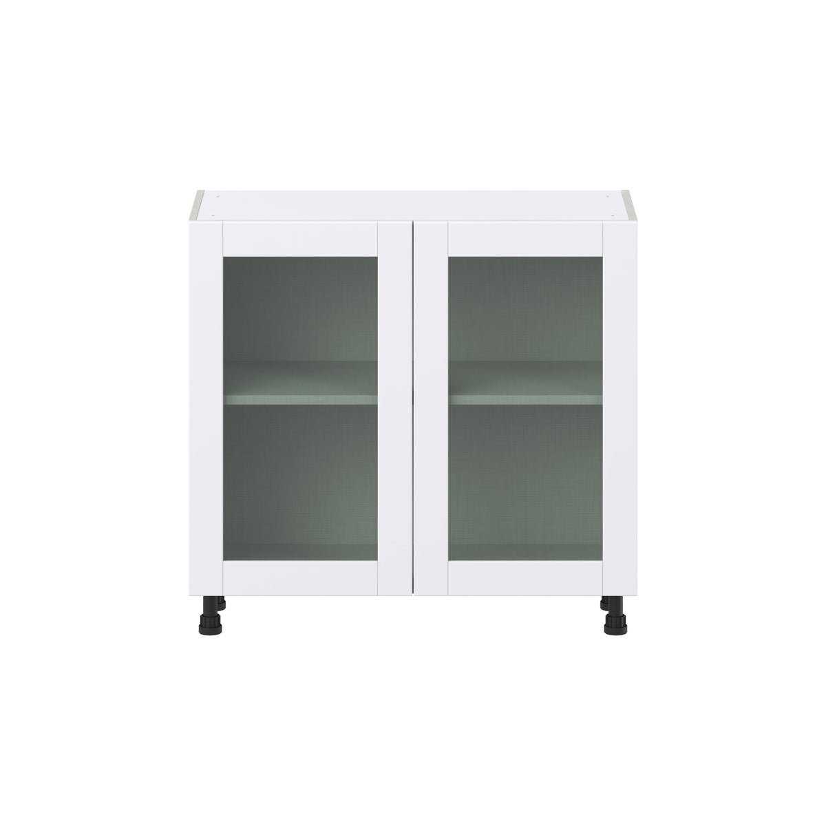 Hugo&Borg Rosemont 36-in W x 34.5-in H x 16-in D Glacier White Base Fully Assembled Cabinet (Glass Panel Shaker Door Style)