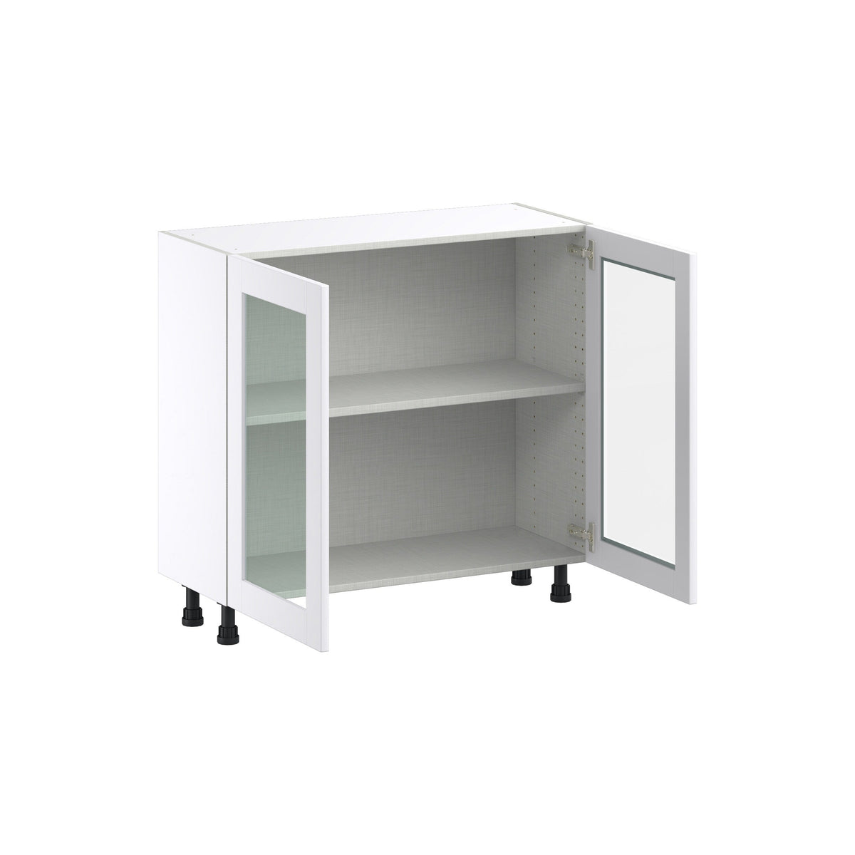 Hugo&Borg Rosemont 36-in W x 34.5-in H x 16-in D Glacier White Base Fully Assembled Cabinet (Glass Panel Shaker Door Style)