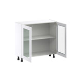 Hugo&Borg Rosemont 36-in W x 34.5-in H x 16-in D Glacier White Base Fully Assembled Cabinet (Glass Panel Shaker Door Style)