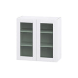 Hugo&Borg Rosemont 30-in W x 30-in H x 14-in D Glacier White Wall Fully Assembled Cabinet (Glass Panel Shaker Door Style)