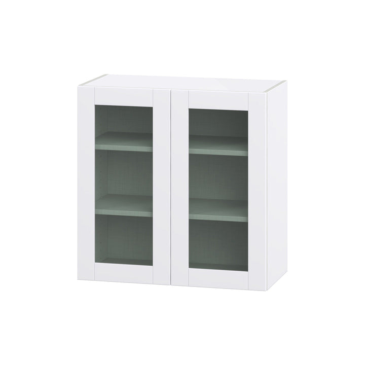 Hugo&Borg Rosemont 30-in W x 30-in H x 14-in D Glacier White Wall Fully Assembled Cabinet (Glass Panel Shaker Door Style)