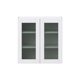 Hugo&Borg Rosemont 30-in W x 30-in H x 14-in D Glacier White Wall Fully Assembled Cabinet (Glass Panel Shaker Door Style)