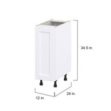 Hugo&Borg Rosemont 12-in W x 34.5-in H x 24-in D Glacier White Base Fully Assembled Cabinet (Flat Panel Shaker Door Style)