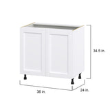 Hugo&Borg Rosemont 36-in W x 34.5-in H x 24-in D Glacier White Base Fully Assembled Cabinet (Flat Panel Shaker Door Style)