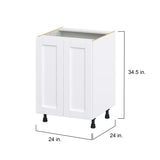 Hugo&Borg Rosemont 24-in W x 34.5-in H x 24-in D Glacier White 3-Drawers Base Fully Assembled Cabinet (Flat Panel Shaker Style)