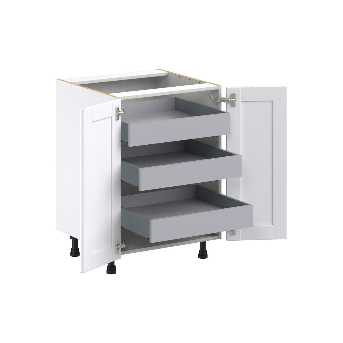 Hugo&Borg Rosemont 24-in W x 34.5-in H x 24-in D Glacier White 3-Drawers Base Fully Assembled Cabinet (Flat Panel Shaker Style)