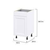 Hugo&Borg Rosemont 18-in W x 34.5-in H x 24-in D Glacier White 1-Drawer Base Fully Assembled Cabinet (Flat Panel Shaker Style)