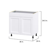 Hugo&Borg Rosemont 36-in W x 34.5-in H x 24-in D Glacier White 1-Drawer Base Fully Assembled Cabinet (Flat Panel Shaker Style)