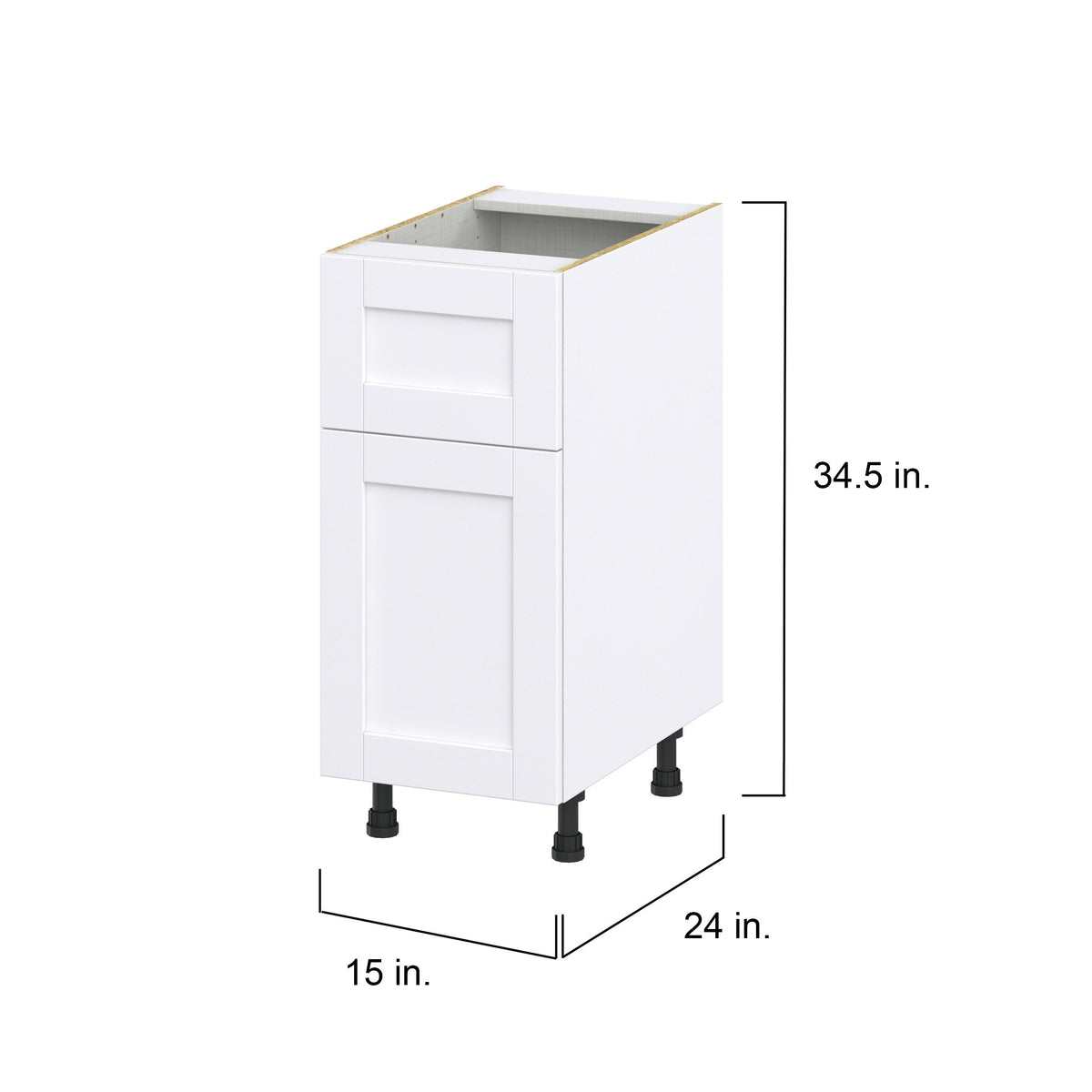Hugo&Borg Rosemont 15-in W x 34.5-in H x 24-in D Glacier White 1-Drawer Base Fully Assembled Cabinet (Flat Panel Shaker Style)