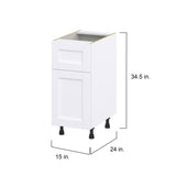 Hugo&Borg Rosemont 15-in W x 34.5-in H x 24-in D Glacier White 1-Drawer Base Fully Assembled Cabinet (Flat Panel Shaker Style)