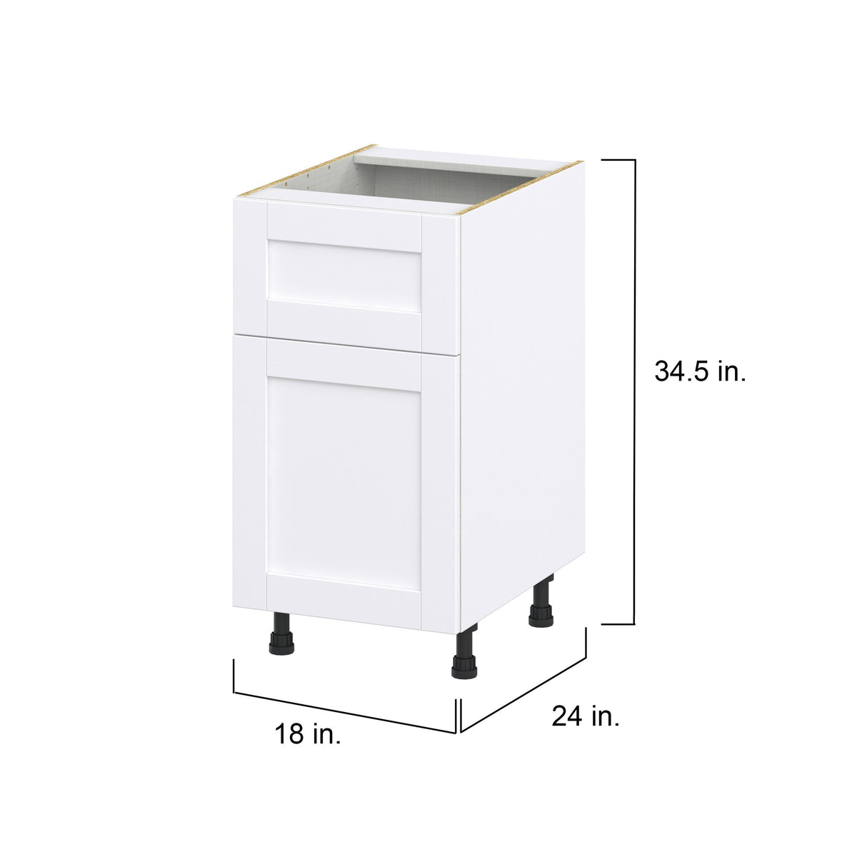 Hugo&Borg Rosemont 18-in W x 34.5-in H x 24-in D Glacier White 1-Drawer Base Fully Assembled Cabinet (Flat Panel Shaker Style)